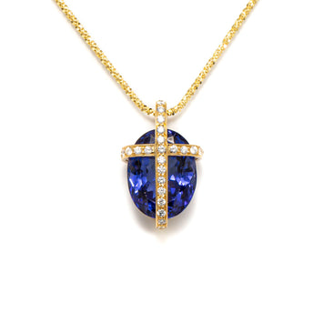 Tanzanite Cross Pave Pendant