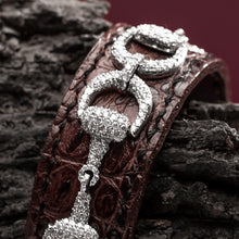 Diamond & Crocodile Skin Pave Link Bracelet